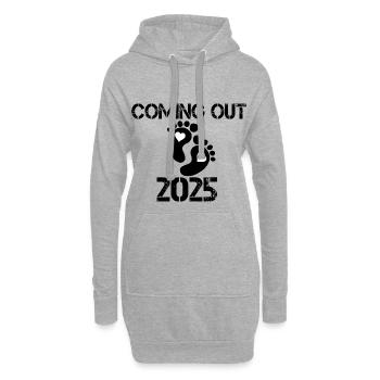 Bébé arrive en 2025, grossesse, future maman - Sweat-shirt à capuche long Femme - gris chiné - Devant