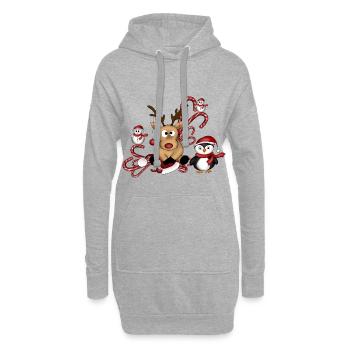 Rentier Pinguin Schneemänner - Hoodie-Kleid - Grau meliert - Vorne