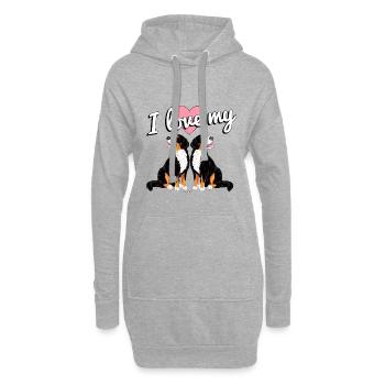 Amour bernois - Sweat-shirt à capuche long Femme - gris chiné - Devant