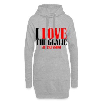 I Love The Goalie #hockeymom - Hoodie-Kleid - Grau meliert - Vorne