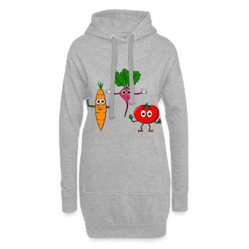 Légumes - trois légumes cool - Sweat-shirt à capuche long Femme - gris chiné - Devant