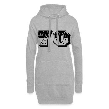 Zahl 70 - 70. Geburtstag - 70er Jahre Retro - Hoodie-Kleid - Grau meliert - Vorne