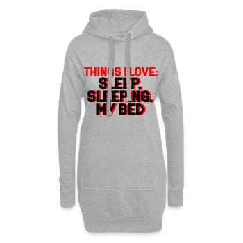 Choses que j’aime, Dormir dans mon lit 2 - Sweat-shirt à capuche long Femme - gris chiné - Devant