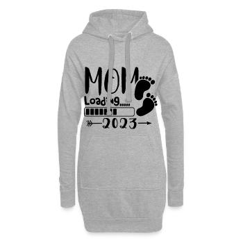 Mama loading 2023, werdende Mutter 2023 - Hoodie-Kleid - Grau meliert - Vorne