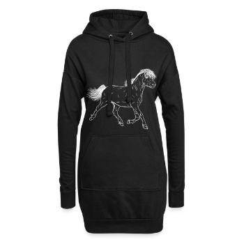 Pferd - Hoodie-Kleid - Schwarz - Vorne