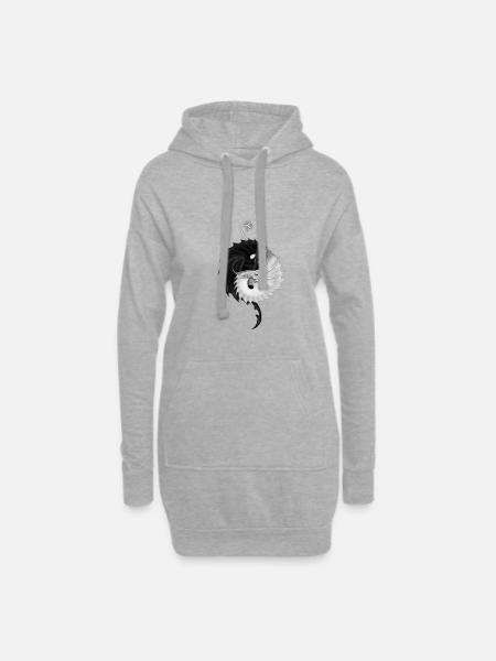 Yin Yang Drachen - Hoodie-Kleid - Grau meliert