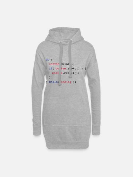 Code Coffee Refill Codierung - Hoodie-Kleid - Grau meliert