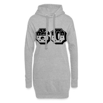 Zahl 60 - 60. Geburtstag - 60er Jahre Retro - Hoodie-Kleid - Grau meliert - Vorne