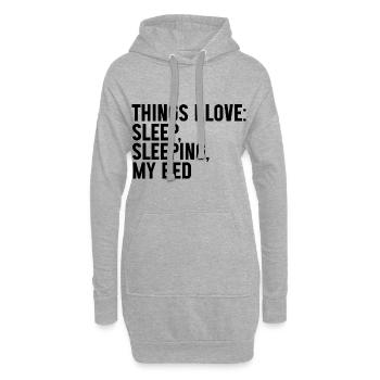 Choses que j’aime, dormir dans mon lit 3 - Sweat-shirt à capuche long Femme - gris chiné - Devant