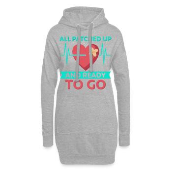 Herzoperation überstanden, wir können gehen - Hoodie-Kleid - Grau meliert - Vorne