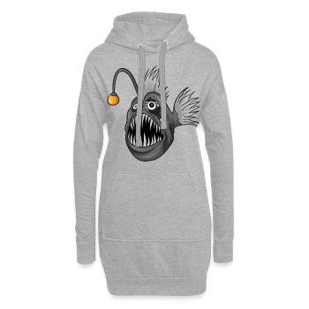 Gruseliger Teufelfisch - Hoodie-Kleid - Grau meliert - Vorne