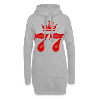 77 Couronne numérique - Sweat-shirt à capuche long Femme - gris chiné - Devant