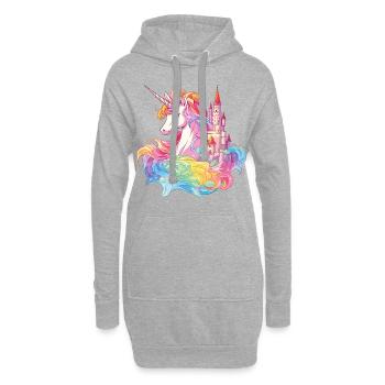 Einhorn Regenbogen Schloss Bunt Magie Fantasie - Hoodie-Kleid - Grau meliert - Vorne