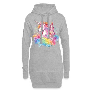 Einhorn Regenbogen Schloss Bunt Magie Fantasie - Hoodie-Kleid - Grau meliert - Vorne