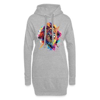 Löwe Bunt Löwenkopf Farbenfroh Raubtier Kunst - Hoodie-Kleid - Grau meliert - Vorne
