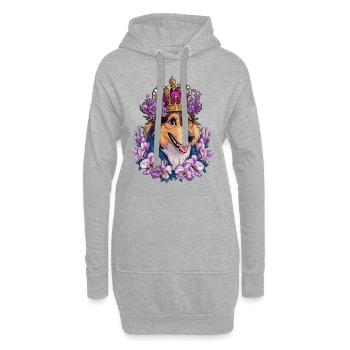 Chien d’élan norvégien avec roses, papillons - Sweat-shirt à capuche long Femme - gris chiné - Devant