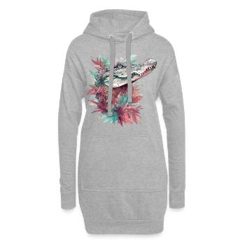 Alligator Krokodil Kaiman Reptil Raubtier Tier - Hoodie-Kleid - Grau meliert - Vorne