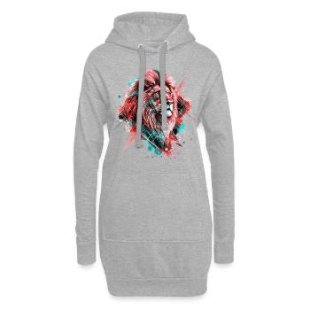 Löwe Bunt Löwenkopf Farbenfroh Raubtier Kunst - Hoodie-Kleid - Grau meliert - Vorne