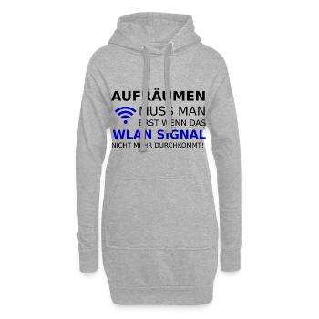Erst aufräumen wenn das WLAN Signal schwach wird - Hoodie-Kleid - Grau meliert - Vorne
