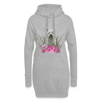West Highland Terrier - Hoodie-Kleid - Grau meliert - Vorne
