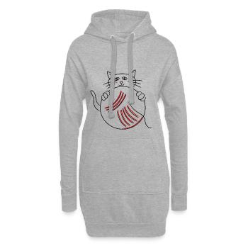 Niedliche Katze mit Wollknäuel Geschenkidee - Hoodie-Kleid - Grau meliert - Vorne