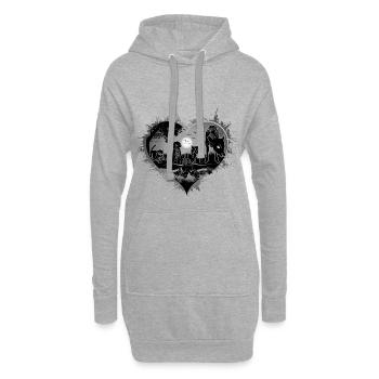 Veganes Herz - Hoodie-Kleid - Grau meliert - Vorne