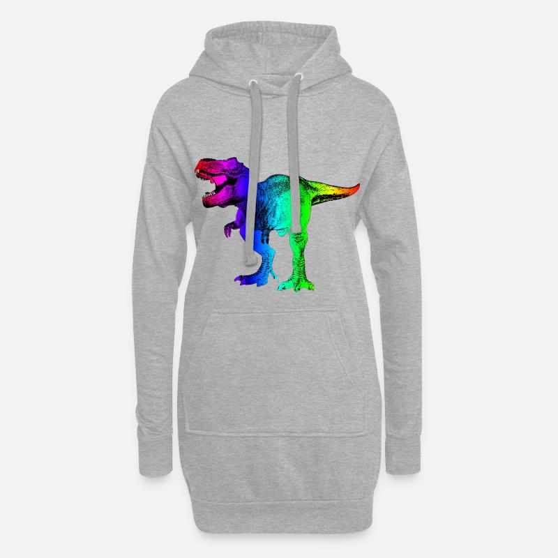 Techno T-Rex - Hoodie-Kleid - Grau meliert