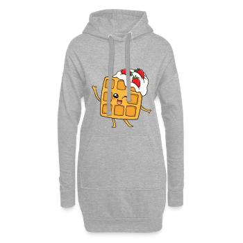 Waffel Pfannkuchen Palatschinken Eierkuchen Süßes - Hoodie-Kleid - Grau meliert - Vorne