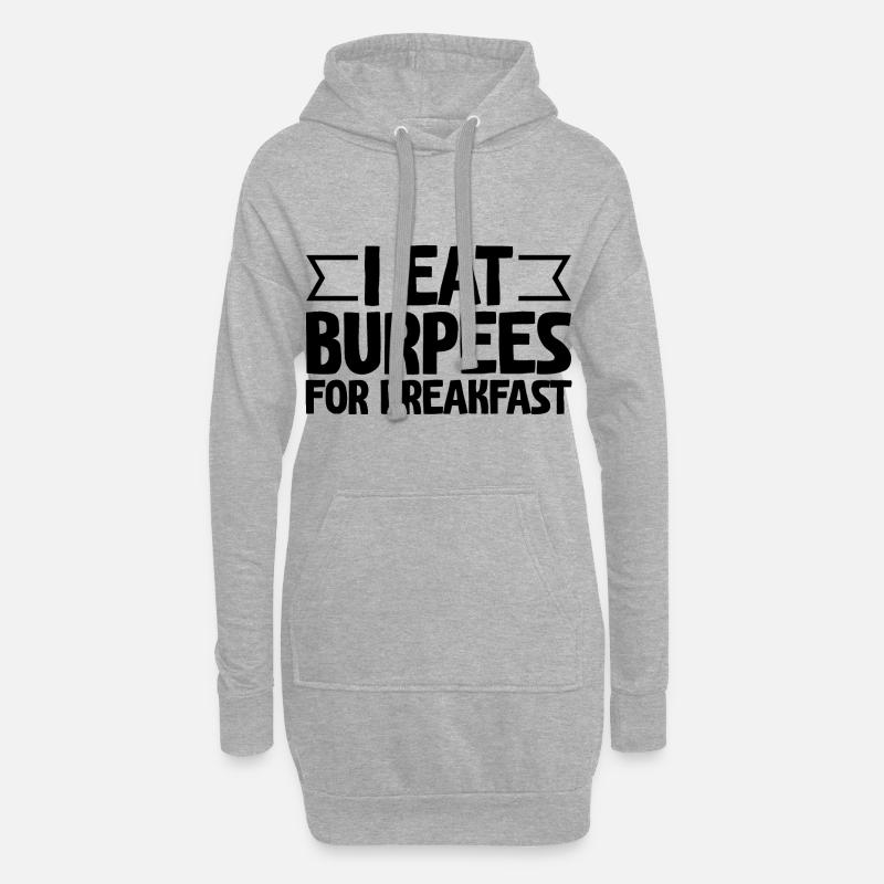 I Eat Burpees For Breakfast - Hoodie-Kleid - Grau meliert