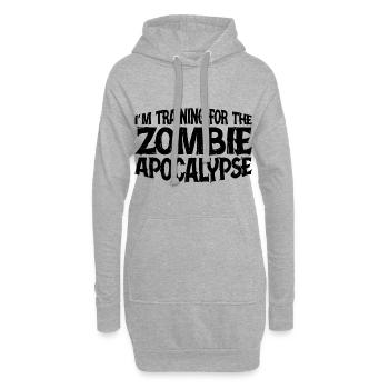 Je m’entraîne pour l’apocalypse zombie 14 - Sweat-shirt à capuche long Femme - gris chiné - Devant