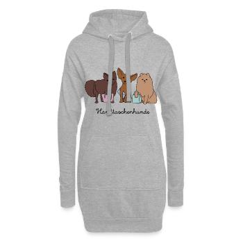 Handtaschenhunde – schwarze Schrift - Hoodie-Kleid - Grau meliert - Vorne