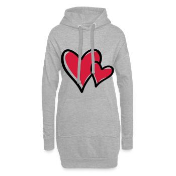 herzen symbol - Hoodie-Kleid - Grau meliert - Vorne
