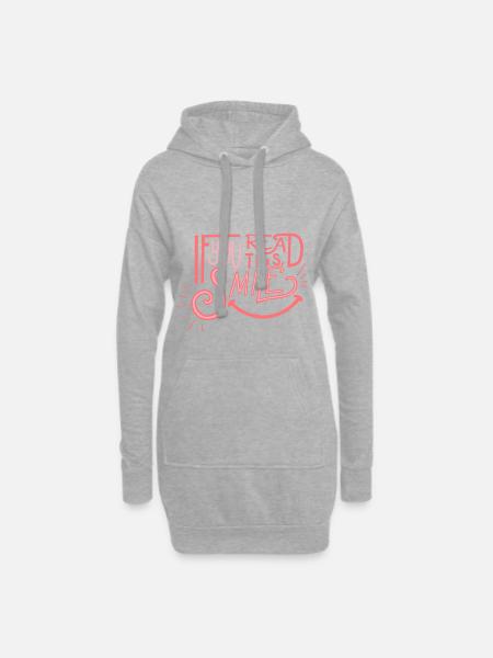 If you read this, SMILE! - Hoodie Dress - heather grey