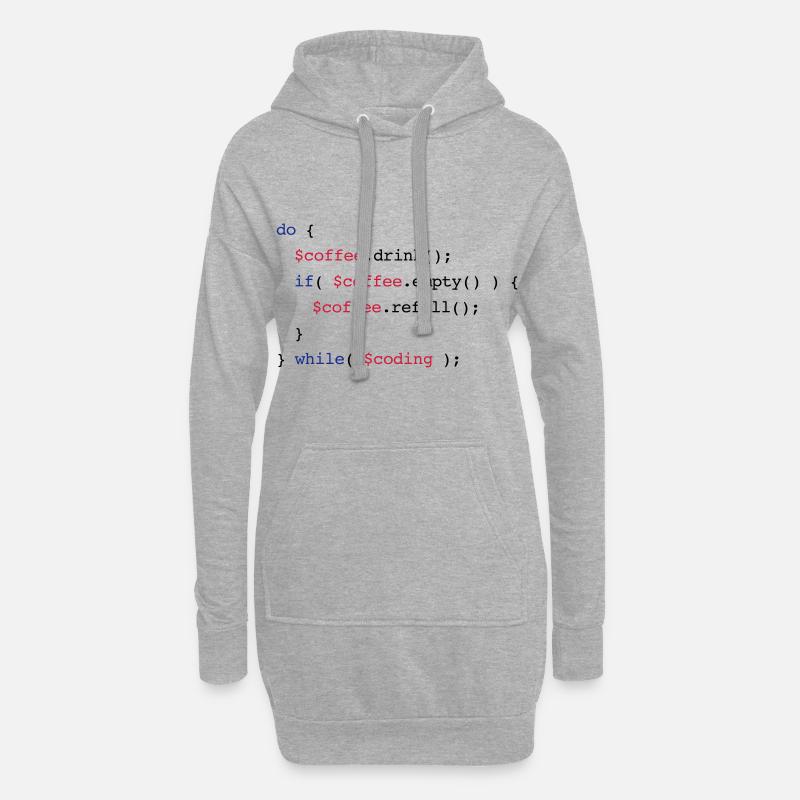 Code Coffee Refill Coding v2 - Hoodie-Kleid - Grau meliert