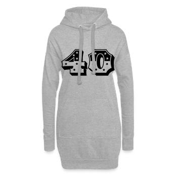 Zahl 40 - 40. Geburtstag - 40er Jahre Retro - Hoodie-Kleid - Grau meliert - Vorne