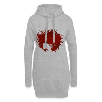New Wave Hero Red Gothic - Sweat-shirt à capuche long Femme - gris chiné - Devant