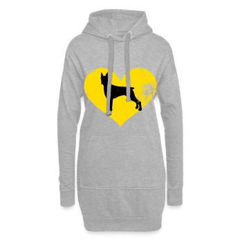 Image de coeur super mignon Doberman - Sweat-shirt à capuche long Femme - gris chiné - Devant