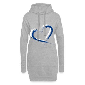 Drapeau brosse coeur drapeau Finlande couleurs bleu blanc - Sweat-shirt à capuche long Femme - gris chiné - Devant
