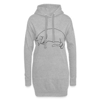 Chat chat doux doux lineart - Sweat-shirt à capuche long Femme - gris chiné - Devant