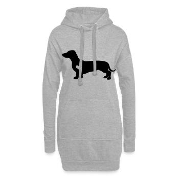 Dackel Dachshund Hund Herzschlag Geschenkidee - Hoodie-Kleid - Grau meliert - Vorne