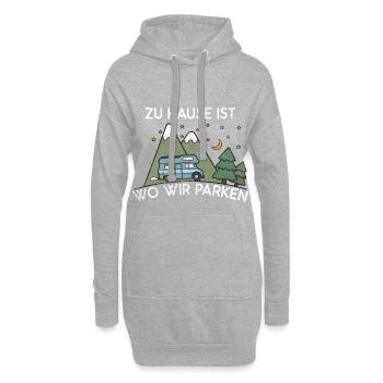 Camping zu Hause ist wo wir parken - Hoodie-Kleid - Grau meliert - Vorne
