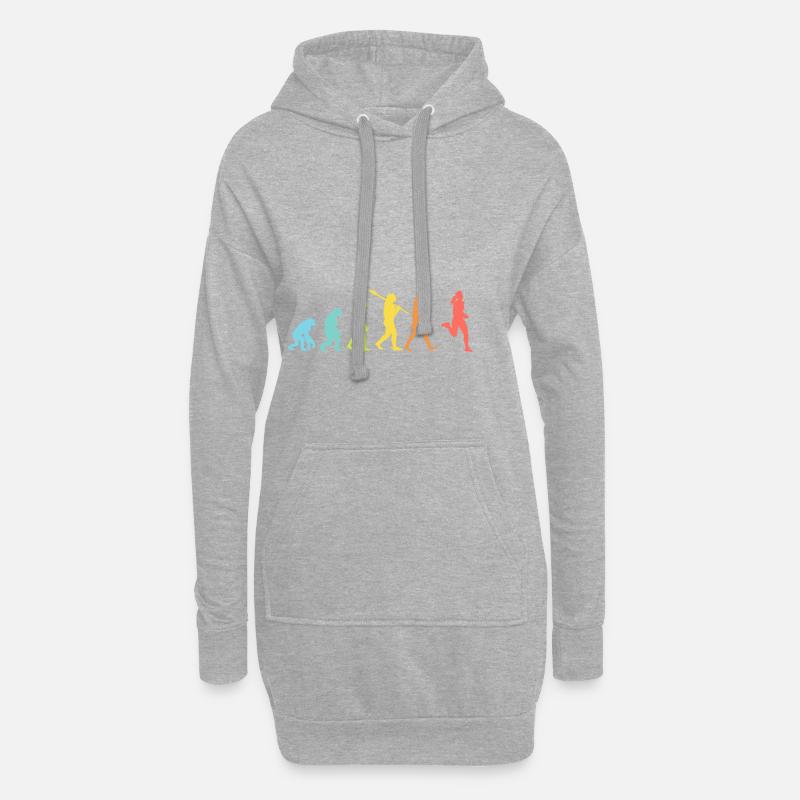 Evolution Joggerin Frau Geschenk bunt - Hoodie-Kleid - Grau meliert