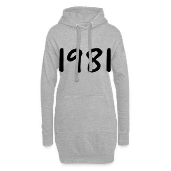 Year of birth 1981 Birthday present - Hoodie Dress - heather grey - Front