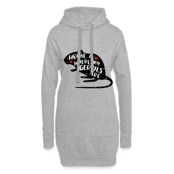 Rennmaus | Süßer Spruch | Wüstenrennmaus - Hoodie-Kleid - Grau meliert - Vorne