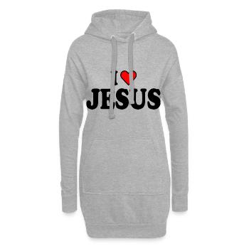 I love jesus - Sweat-shirt à capuche long Femme - gris chiné - Devant