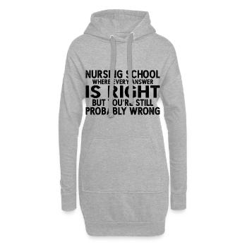École d’infirmières où chaque réponse est juste 3 - Sweat-shirt à capuche long Femme - gris chiné - Devant