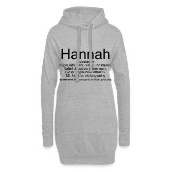 Name Definition Hannah - Hoodie-Kleid - Grau meliert - Vorne