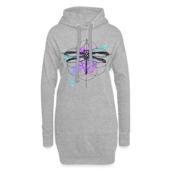 Libelle-aquarell - Hoodie-Kleid - Grau meliert - Vorne