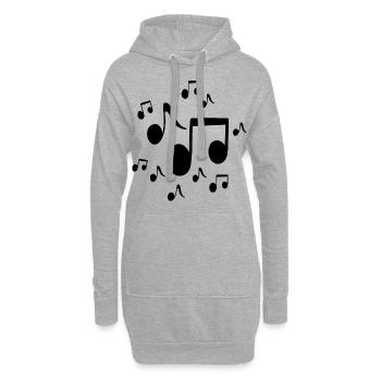 Musiker Melodie Musiknoten in schwarz - Hoodie-Kleid - Grau meliert - Vorne