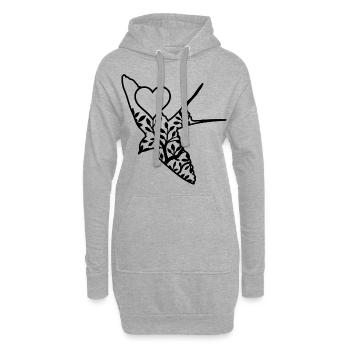 Oiseaux de coeur 1 oiseau oiseaux - Sweat-shirt à capuche long Femme - gris chiné - Devant